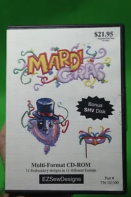 $19.99 • Buy EZsew Designs Mardi Gras Mask Embroidery  Applique CD Sewing Quilting