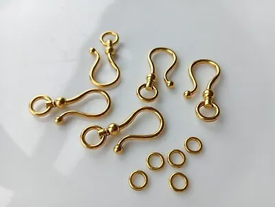 5 Sets Gold Metal Large Hook Clasps With Closed Ring 38x16mm • £1.49