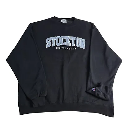 £19 • Buy Champion Stockton University Hoodie Black College Hooded Sweatshirt Mens 2XL