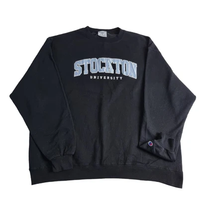 £19 • Buy Champion Stockton University Hoodie Black College Hooded Sweatshirt Mens 2XL
