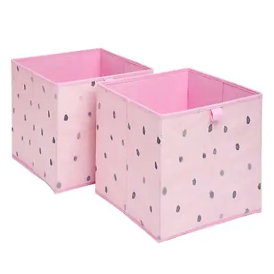 £9.99 • Buy OHS Pack Of 2 Dalmatian Spot Storage Box Organiser Cube Collapsible Basket Blush