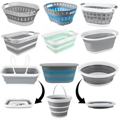Silicone Collapsible Laundry Basket Folding Cloth Washing Pop Up Storage Bin     • £8.25