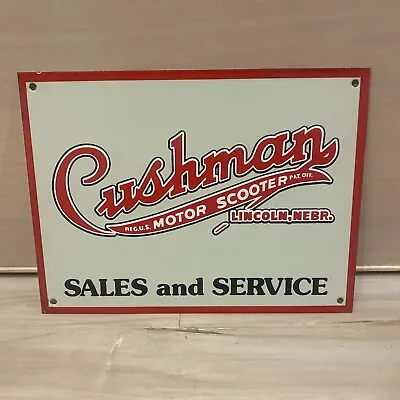Vintage Cushman Porcelain Metal Motor Scooter Sales Service Dealer Sign  12x9 • $75