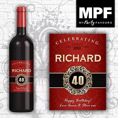£2.80 • Buy Personalised Birthday Wine Bottle Label - 18th 21st 30th 40th - Vintage Red
