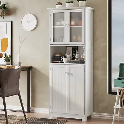 Tall Large Linen Cabinet Bathroom Storage Cabinet With Doors Adjustable Shelves • $125.89