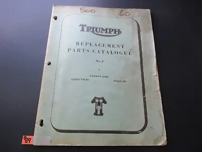 Triumph 1960 Speed Twin Tiger 100 Twenty One  Parts Spares Book 12/61pub  A89 • $24.95