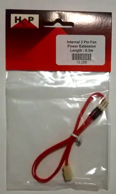 HCP Red 0.3m 30cm Internal 3-Pin Fan Power Extension Cable • £4.69