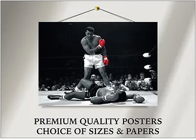 Muhammad Ali Vs. Sonny Liston Boxing Large Poster Art Print Gift A0 A1 A2 A3 A4 • £9.27