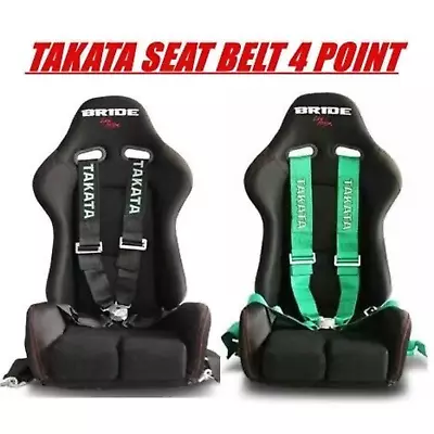 TAKATA 4 Point Snap-On 3  With Camlock Racing Seat Belt Harness Universal Green • $89.95