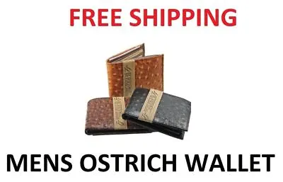 Mens Ostrich Skin Genuine Leather Bi Fold Bi-fold Wallet Card Holder • $9.25
