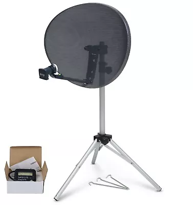 80cm Dish Quad LNB & Tripod + Satellite Finder For Sky Portable Camping Caravan • £73.99