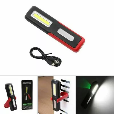 LED COB Hand Torch USB Rechargeable Car Garage Inspection Lamp Magnetic Light • £8.40