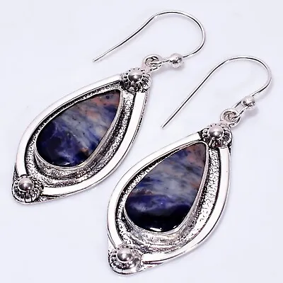 $20.40 • Buy Natural Sodalite Gemstone Indian Jewelry 925 Sterling Silver Earrings For Women
