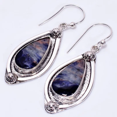 $20.40 • Buy Natural Sodalite Gemstone Indian Jewelry 925 Sterling Silver Earrings For Women