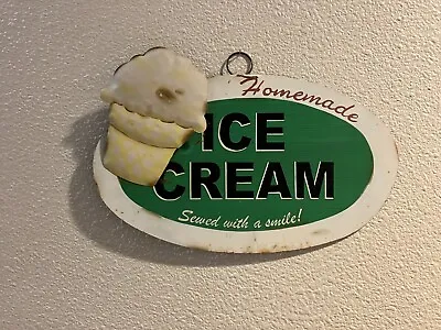 Small Vintage Metal Ice Cream Sign Nostalgic ~1950s • $30