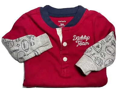 3Month Boys Long Sleeve Tee With Bottons Carters Sports Theme Daddy’s Team • $14.99