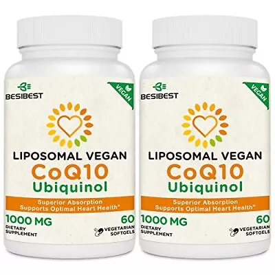 1000mg Liposomal CoQ10 Ubiquinol 120 Vegan Softgels High Absorption Ubiquin... • $47.76