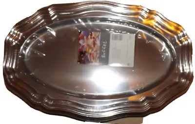 £12.95 • Buy 5 X Hard Plastic Silver Oval Serving Trays Platters Wedding Party 46cm X 30cm