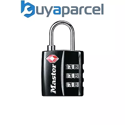 Master Lock 4680EURDBLK TSA 3-Digit Combination Black Finish 30mm Padlock MLK468 • £15.05