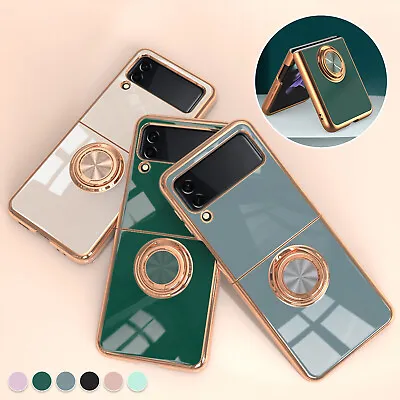 $13.88 • Buy Ring Stand Case For Samsung Z Flip 4 Flip 3 5G Shockproof Plating Silicone Cover