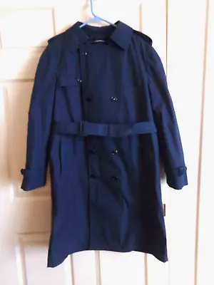 Vintage Us Military Airforce Men's Blue Double Breasted Y Belted Trench Coat 40r • $29.99