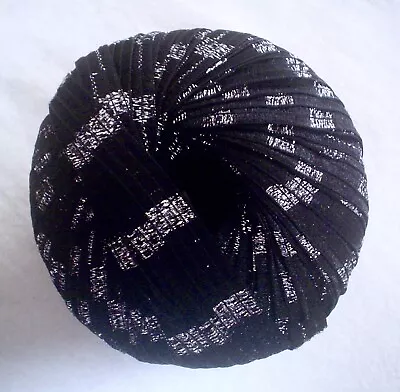 Berlini MEMENTO ROYALE Yarn #78 BLACK Ribbon With SILVER SPARKLE 50 Grams   • $13.49