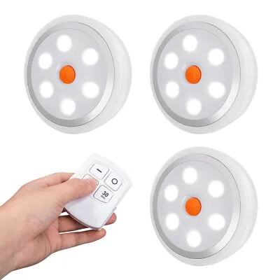 3PC 6LED Cabinet Light White Light Cupboard Switch Hallway Light Remote Control • £10.99