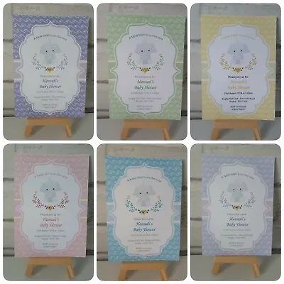 BABY SHOWER Announcement Personalised Handmade Cute Elephant 10 Pack Invitations • £5