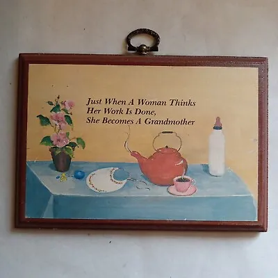 Vintage Wall Plaque By Magic Fingers Ltd Mom Becomes A Grandmother Saying 5x7 • $18