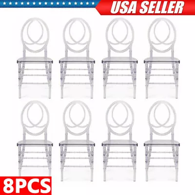 8PCS Clear Resin Transparent Chiavari Chair Armless Stackable Chairs Crystal US • $599