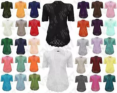 £8.99 • Buy New Ladies 3/4 Sleeve Fine Knit Bolero Shrug Crop Cardigan Top 8-30