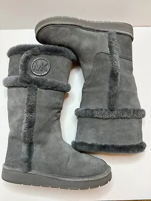 MICHAEL Michael Kors Suede Winter Tall Boots Sheep Fur Lined SIZE 8M Gray AK12G • $90