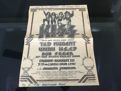 $50 • Buy Kiss Destroyer Tour Original 1976 Concert Poster Full Page Newspaper Ad