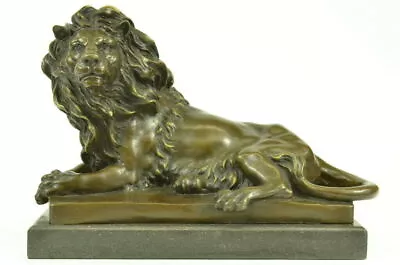 Male African Lion Bronze Sculpture Statue Figure Barye Art On Marble Base Figure • $179.50