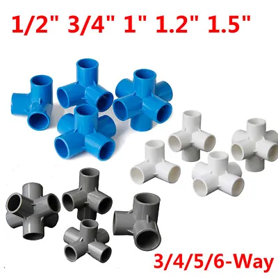 £1.55 • Buy PVC 3/4/5/6-Way Elbow Connector Pipe Fittings 1/2  3/4  1  1.2  1.5  Blue White