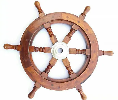 £31.10 • Buy 18  Nautical Vintage Wall Boat Wooden Ship Steering Wheel Pirate Décor Handmade