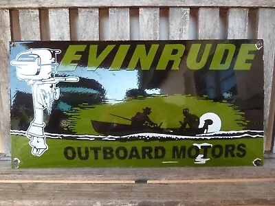 EVINRUDE Porcelain Sign 24  Advertising Vintage Outboard Motors USA Fishing • $299
