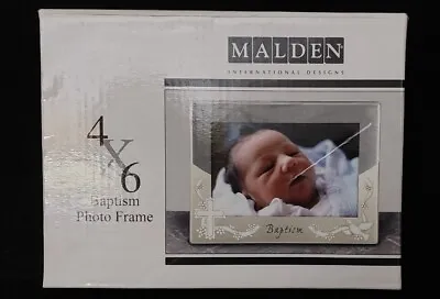 Malden Baby Baptism Christening Picture Frame 4x6 Silver Mirrored • $4.99