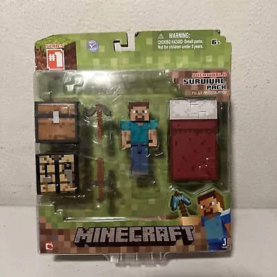 Minecraft Overworld Survival Pack Steve Series 1 Fully Articulated + Accessories • $17.99