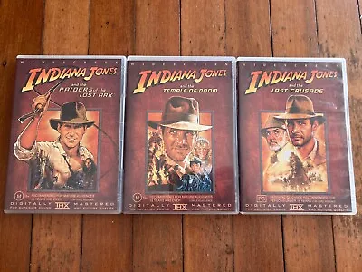 Indiana Jones DVD 1981 1984 1989 Raiders Lost Ark Temple Doom Last Crusade • $12.95