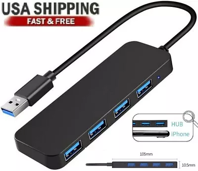 USB 3.0 Hub 4-Port USB Hub USB Splitter USB Expander For Laptops Flash Drive HDD • $4.99