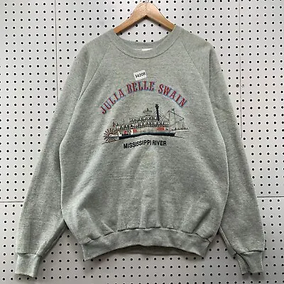 VTG 80s Julia Belle Swain Mississippi River Boat Crewneck XL Sweatshirt 22x26.5 • $27.44