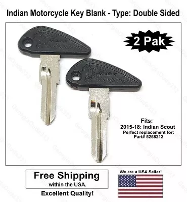 2Pak: Indian Motorcycle Key Blank - Type: Double Sided. Fits: 2015-18 Scout • $21.95