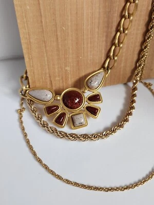 $28 • Buy Vintage 90's Avon Desert Sands Gold Tone Chain Necklaces Lot Of 3 Stackable Rope