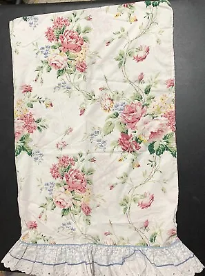 Single Vintage Waverly Floral Standard Pillowcase Belle Rive Eyelet Lace Ruffle • $17.58