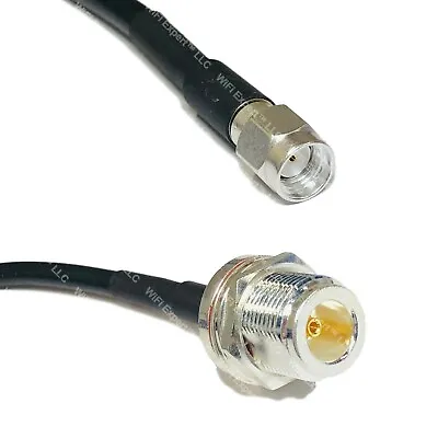 RFC195 Silver RP-SMA MALE To N FEMALE BULKHEAD Coax RF Cable USA Lot • $14.41