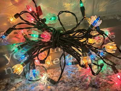 $30 • Buy Vintage 35 Miniature TULIP FLOWER PETAL STRING LIGHTS Christmas Tree Reflector 