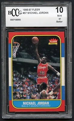 1986 Fleer Basketball #57 MICHAEL JORDAN Rookie Card BCCG 10 Mint Or Better • $14999.99
