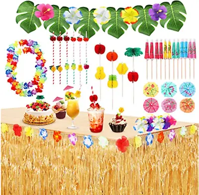 £8.95 • Buy Hawaiian Party Decoration Set 92 Pcs Luau Party Decorations For Kids Adults