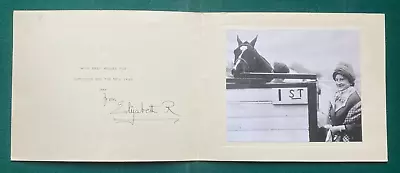 Antique Signed Royal Horse Race Christmas Card Queen Elizabeth The Queen Mother • £295